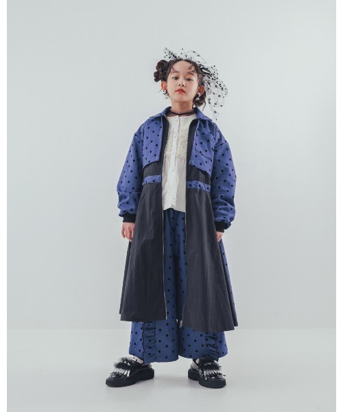 ワンピース フロッキードットzipperジャケットワンピース キッズ 子供服 女の子 | unica | 23