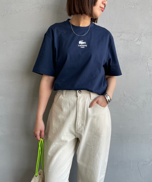 「LACOSTE」 半袖Tシャツ X-SMALL ネイビー レディース_画像3