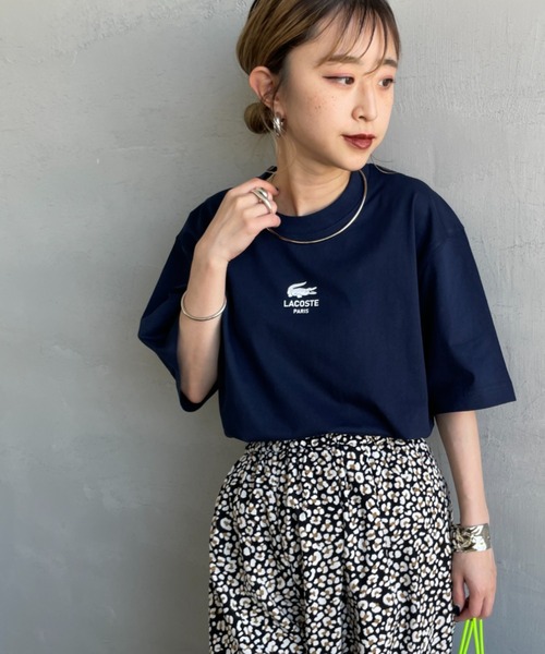 「LACOSTE」 半袖Tシャツ X-SMALL ネイビー レディース_画像9
