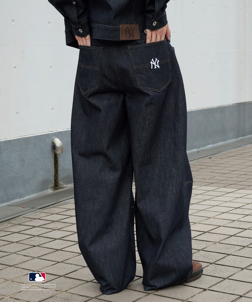 Perushu ジーンズ × MLB コラボリジットデニムパンツ メンズ