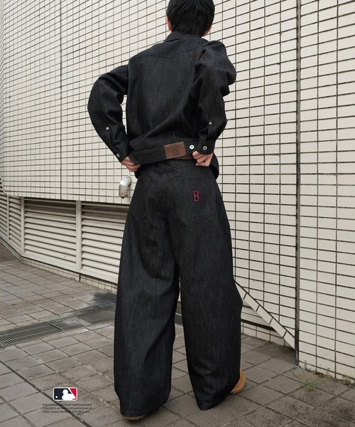 Perushu ジーンズ × MLB コラボリジットデニムパンツ メンズ