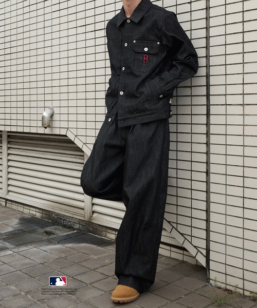 Perushu ジーンズ × MLB コラボリジットデニムパンツ メンズ