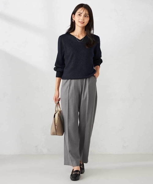 a.v.v（アー・ヴェ・ヴェ） ニット セーター 「洗える」ラメVネック美