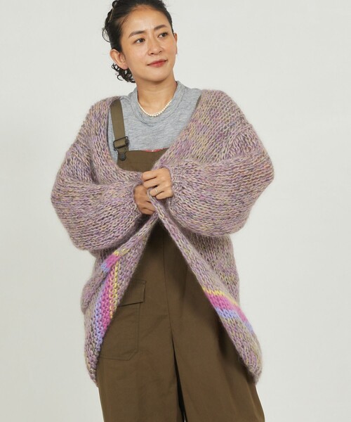 「Freada」 ニットカーディガン フリ- グリーン レディース_画像2