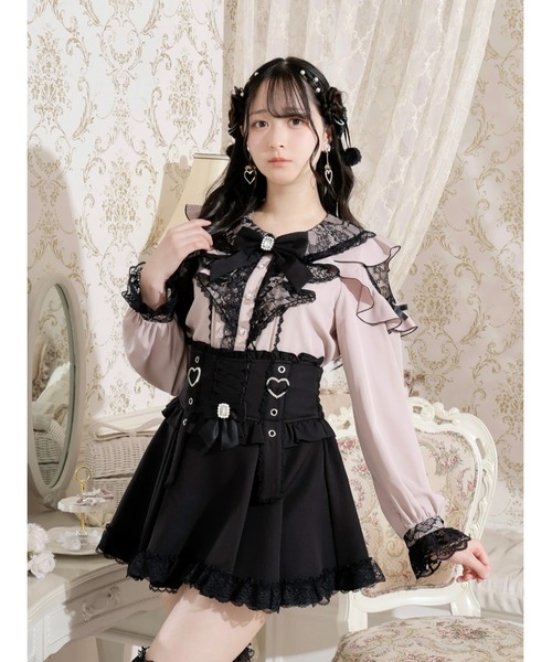 NOEMIE（ノエミー） ブラウス シャツ レースラッフルオープン