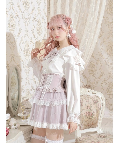 NOEMIE（ノエミー） ブラウス シャツ レースラッフルオープン 