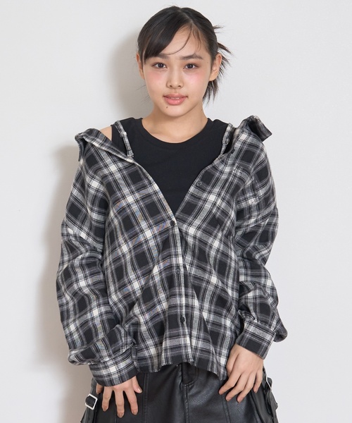 LOVETOXIC ブラウス シャツ 2WAY長袖チェックシャツSET キッズ 子供服 