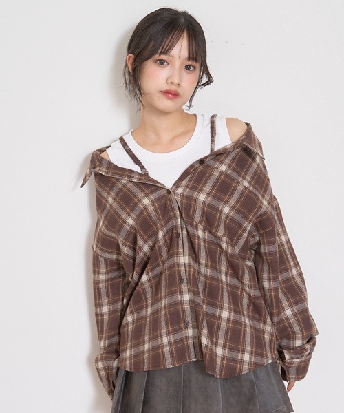 LOVETOXIC ブラウス シャツ 2WAY長袖チェックシャツSET キッズ 子供服 