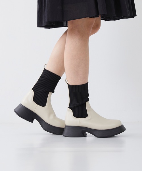 「menue」 ショートブーツ M アイボリー レディース_画像4