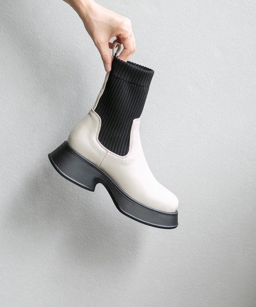 「menue」 ショートブーツ M アイボリー レディース_画像9