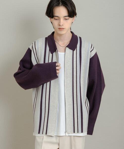 SENSE OF PLACE by URBAN RESEARCH セーター ニット ストライプZIP
