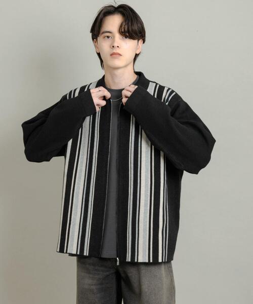 SENSE OF PLACE by URBAN RESEARCH セーター ニット ストライプZIP