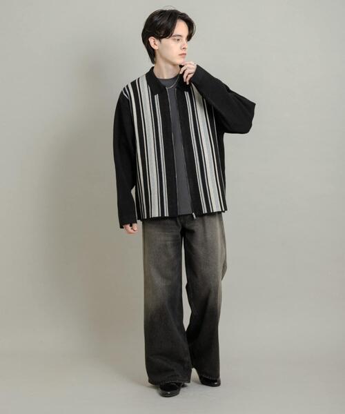 XD　ニットとシャツ SENSE OF PLACE by URBAN RESEARCH セーター ニット ストライプZIP