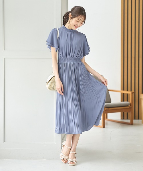 「Honeys」 半袖ワンピース M グレイッシュブルー レディース_画像6