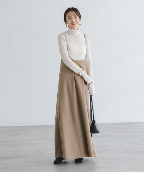 【ノーブル】エクストラファインメリノビッグタートル ベージュ リブ編みニット NOBLE（ノーブル） ニット セーター 「追加」ファインゲージリブ