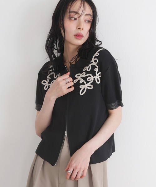 「LIAN」 半袖ニット FREE ブラック レディース_画像3