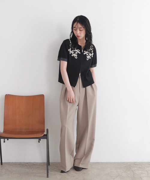 「LIAN」 半袖ニット FREE ブラック レディース_画像7