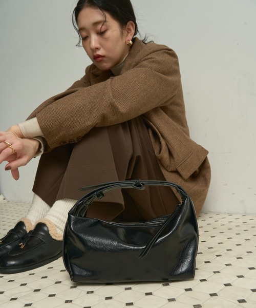 ハンドバッグ Faux leather tie strap bag / フェイクレザータイ