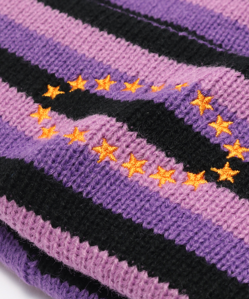 AFBビーニー紫黒 AFB（エーエフビー） ニット帽 ニットキャップ DOUBLE BEANIE メンズ