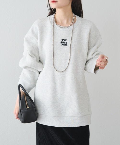 pual ce cin トレーナー スウェット 裏ボア刺繍スウェット レディース