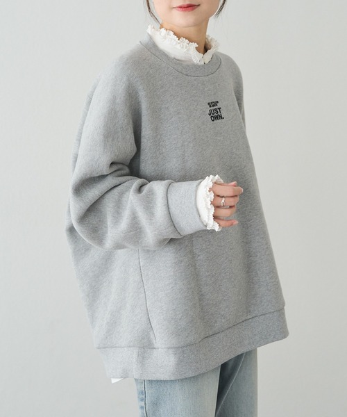 pual ce cin トレーナー スウェット 裏ボア刺繍スウェット レディース