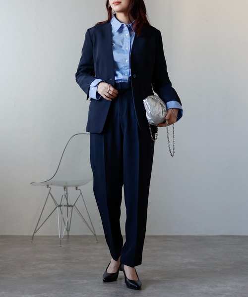 「RIRIYANO」 パンツスーツ 13号 ネイビー レディース_画像2