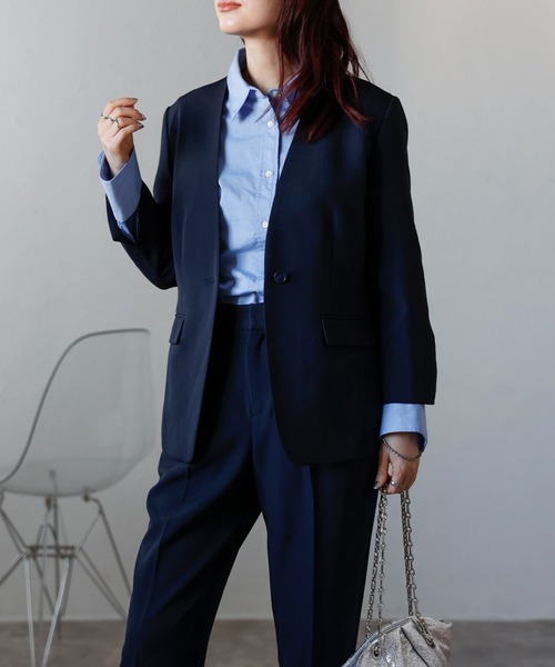 「RIRIYANO」 パンツスーツ 13号 ネイビー レディース_画像6