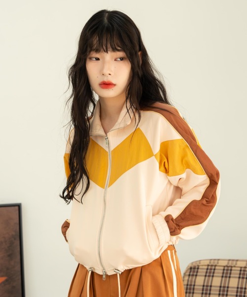 「eLur」 ジャージブルゾン LARGE イエロー レディース_画像2