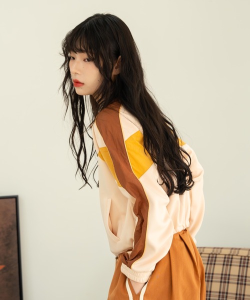 「eLur」 ジャージブルゾン LARGE イエロー レディース_画像3