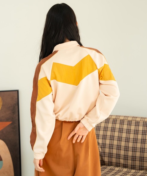 「eLur」 ジャージブルゾン LARGE イエロー レディース_画像4