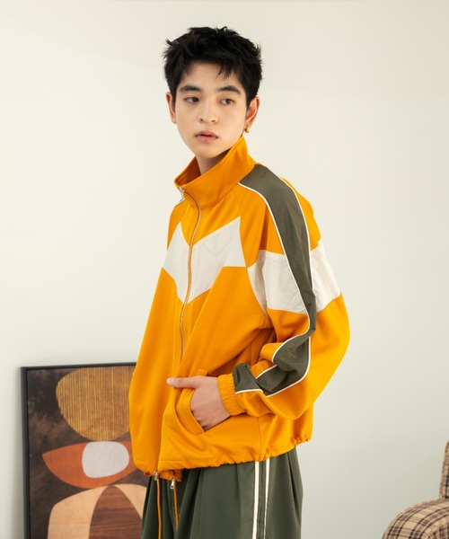 「eLur」 ジャージブルゾン LARGE イエロー レディース_画像9