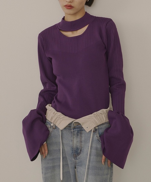 「VIOLETTA」 長袖ニット FREE グレー レディース_画像8