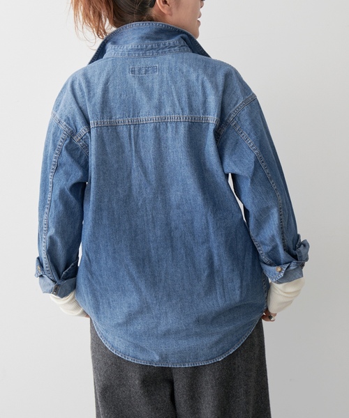 Spick & Span コーティングリネンバンドカラーオーバーシャツ 《追加 