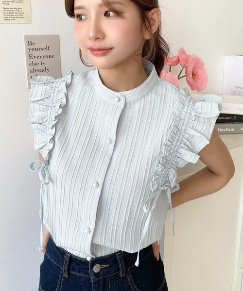 「moment+」 ノースリーブブラウス M イエロー レディース_画像7