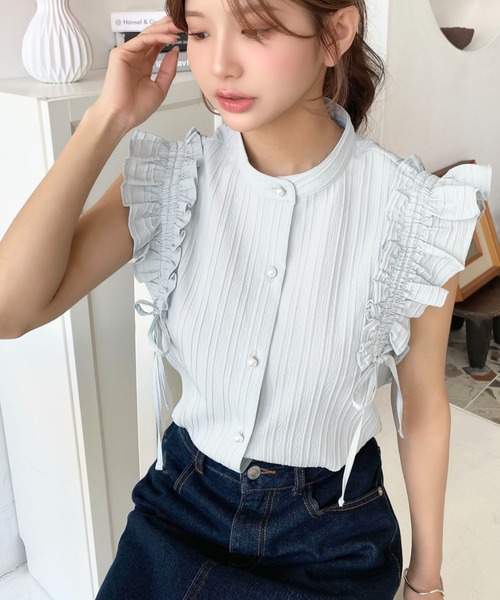 「moment+」 ノースリーブブラウス M イエロー レディース_画像8