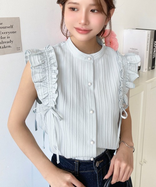 「moment+」 ノースリーブブラウス M イエロー レディース_画像9
