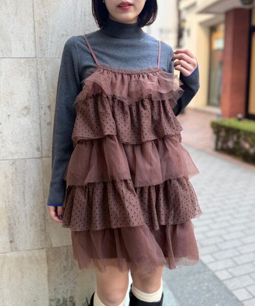 w closet（ダブルクローゼット） ブラウス シャツ ドットチュールミニ