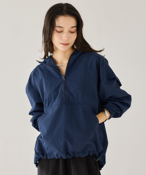 ブルゾン ジャンバー BARNYARDSTORM / ハーフZIPフーディージャケット「撥水」「JAPAN FABRIC」 レディースの画像