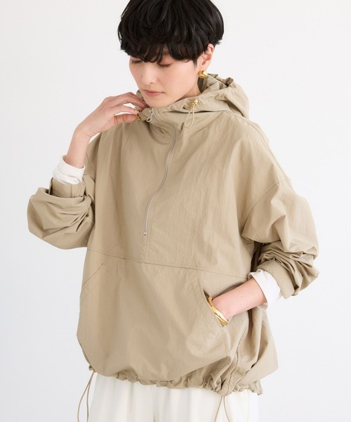 ブルゾン ジャンバー BARNYARDSTORM / ハーフZIPフーディージャケット「撥水」「JAPAN FABRIC」 レディースの画像