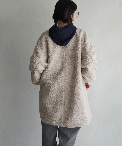 「zootie」 ノーカラーコート フリー カーキ レディースの画像4