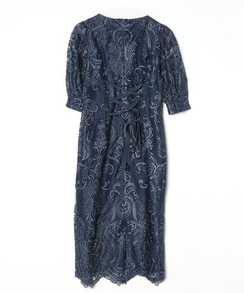 「niana」 7分袖ワンピース S ネイビー レディース_画像2