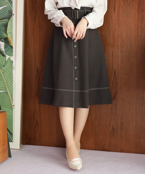 「TRUDEA」 フレアスカート SMALL ベージュ レディース_画像4