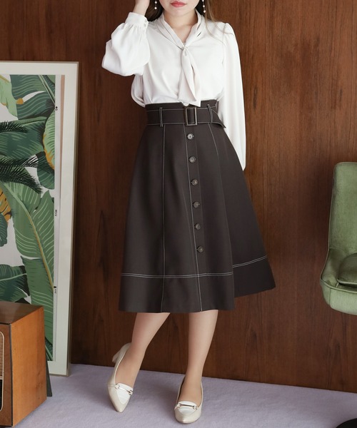 「TRUDEA」 フレアスカート SMALL ベージュ レディース_画像6