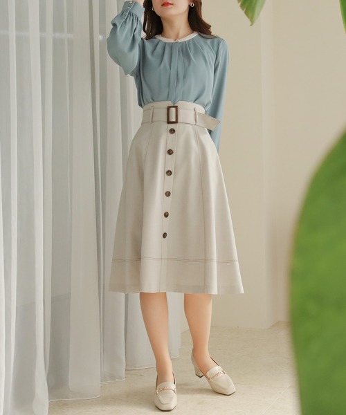 「TRUDEA」 フレアスカート SMALL ベージュ レディース_画像7