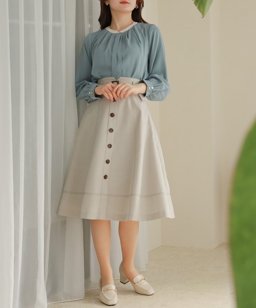 「TRUDEA」 フレアスカート SMALL ベージュ レディース_画像9