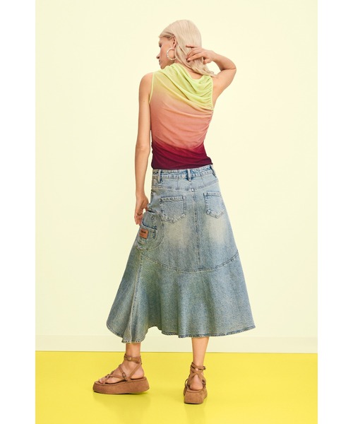 美品　マルニ　デニム　スカート　イタリア製 アシンメトリー　大きいサイズ　3XL Desigual（デシグアル） デニムスカート アシンメトリーヘム