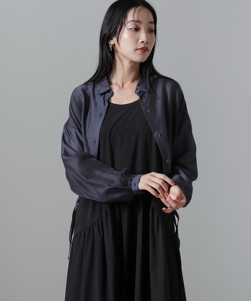 「NANO universe」 長袖シャツ FREE ネイビー レディース_画像4