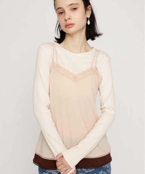 スライ　トップス SLY（スライ） tシャツ CAMI LAYERED C/N TOPS キャミレイヤードクルー