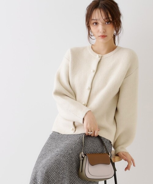 「couture brooch」 ニットカーディガン 42 ライトグレー レディース_画像9