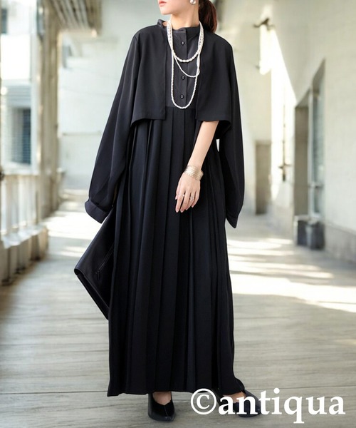 「antiqua」 長袖ワンピース R ブラック レディース | antiqua